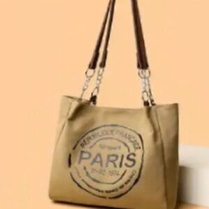 Stylish Tan Paris Tote Bag